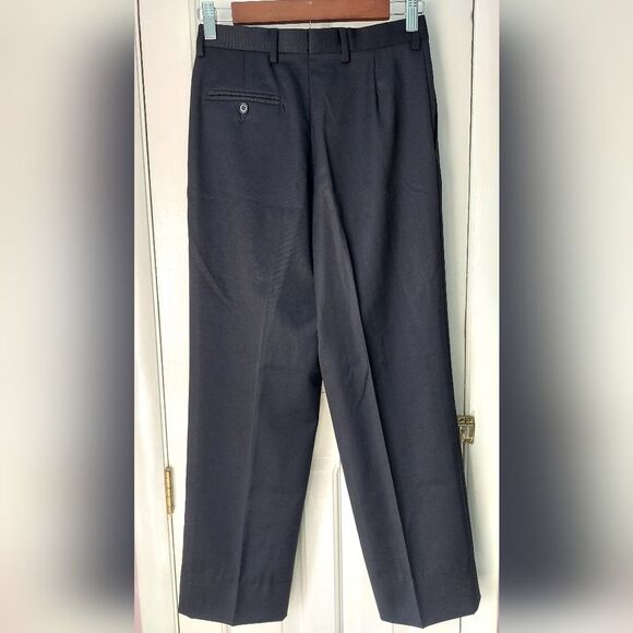 Nordstrom 100% Worsted Wool Black Pleated Dress Pants w/ Pockets Sz 14R/127 - Picture 6 of 10